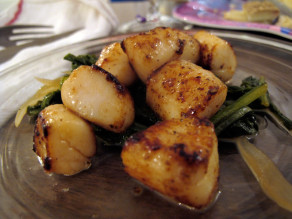 Bay Scallops with Braising Greens