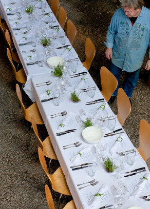 Matthew inspects the table
